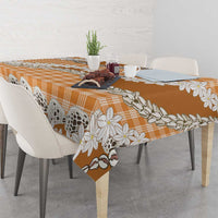Orange Hawaii Tiare and Shell Lei Tablecloth Hawaiian Palaka Luxury Vibes - Polynesian Pride