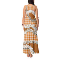 Orange Hawaii Tiare and Shell Lei Tank Maxi Dress Hawaiian Palaka Luxury Vibes LT14 - Polynesian Pride