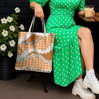 Orange Hawaii Tiare and Shell Lei Tote Bag Hawaiian Palaka Luxury Vibes - Polynesian Pride