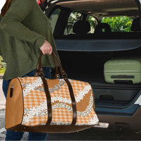 Orange Hawaii Tiare and Shell Lei Travel Bag Hawaiian Palaka Luxury Vibes - Polynesian Pride