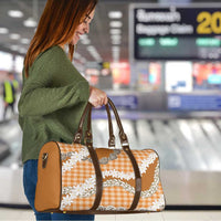 Orange Hawaii Tiare and Shell Lei Travel Bag Hawaiian Palaka Luxury Vibes - Polynesian Pride