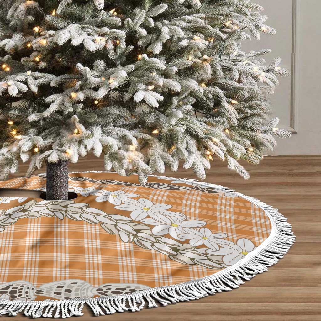 Orange Hawaii Tiare and Shell Lei Tree Skirt Hawaiian Palaka Luxury Vibes - Polynesian Pride