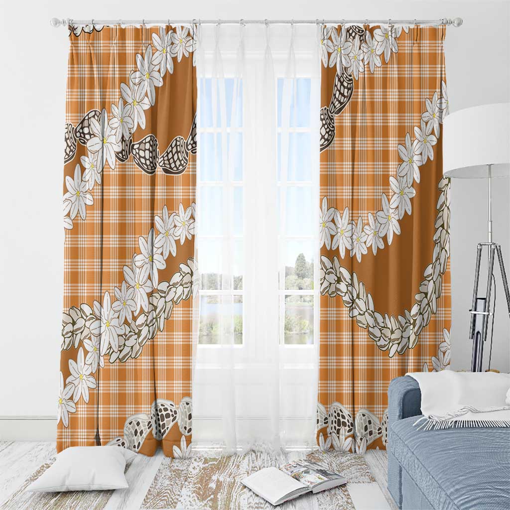 Orange Hawaii Tiare and Shell Lei Window Curtain Hawaiian Palaka Luxury Vibes - Polynesian Pride