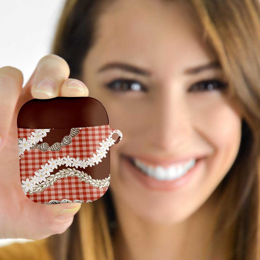 Red Hawaii Tiare and Shell Lei AirPods Case Hawaiian Palaka Luxury Vibes - Polynesian Pride