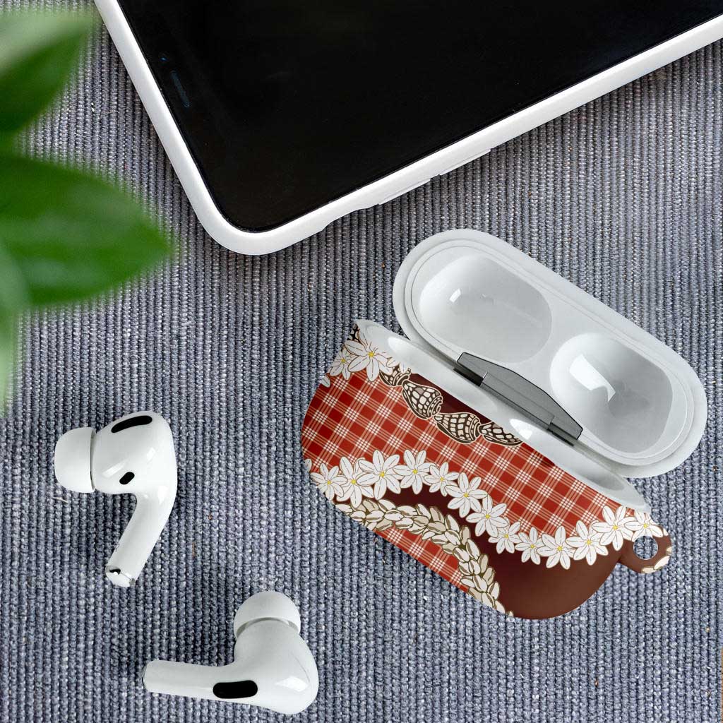 Red Hawaii Tiare and Shell Lei AirPods Case Hawaiian Palaka Luxury Vibes - Polynesian Pride