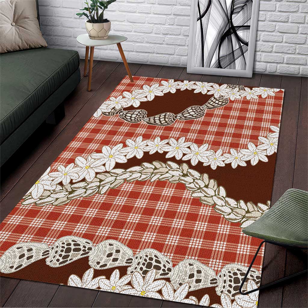 Red Hawaii Tiare and Shell Lei Area Rug Hawaiian Palaka Luxury Vibes LT14 Red - Polynesian Pride