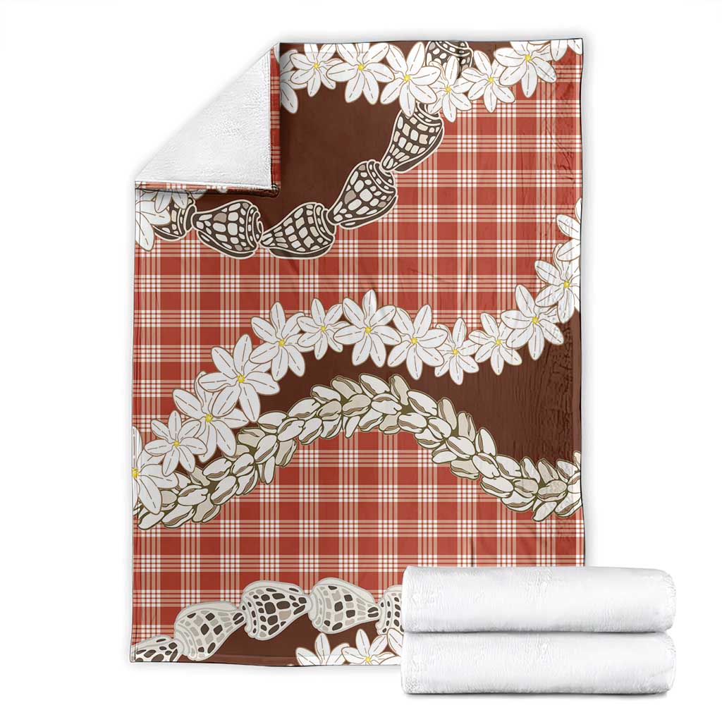 Red Hawaii Tiare and Shell Lei Blanket Hawaiian Palaka Luxury Vibes - Polynesian Pride