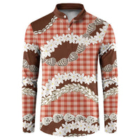 Red Hawaii Tiare and Shell Lei Button Sweatshirt Hawaiian Palaka Luxury Vibes - Polynesian Pride
