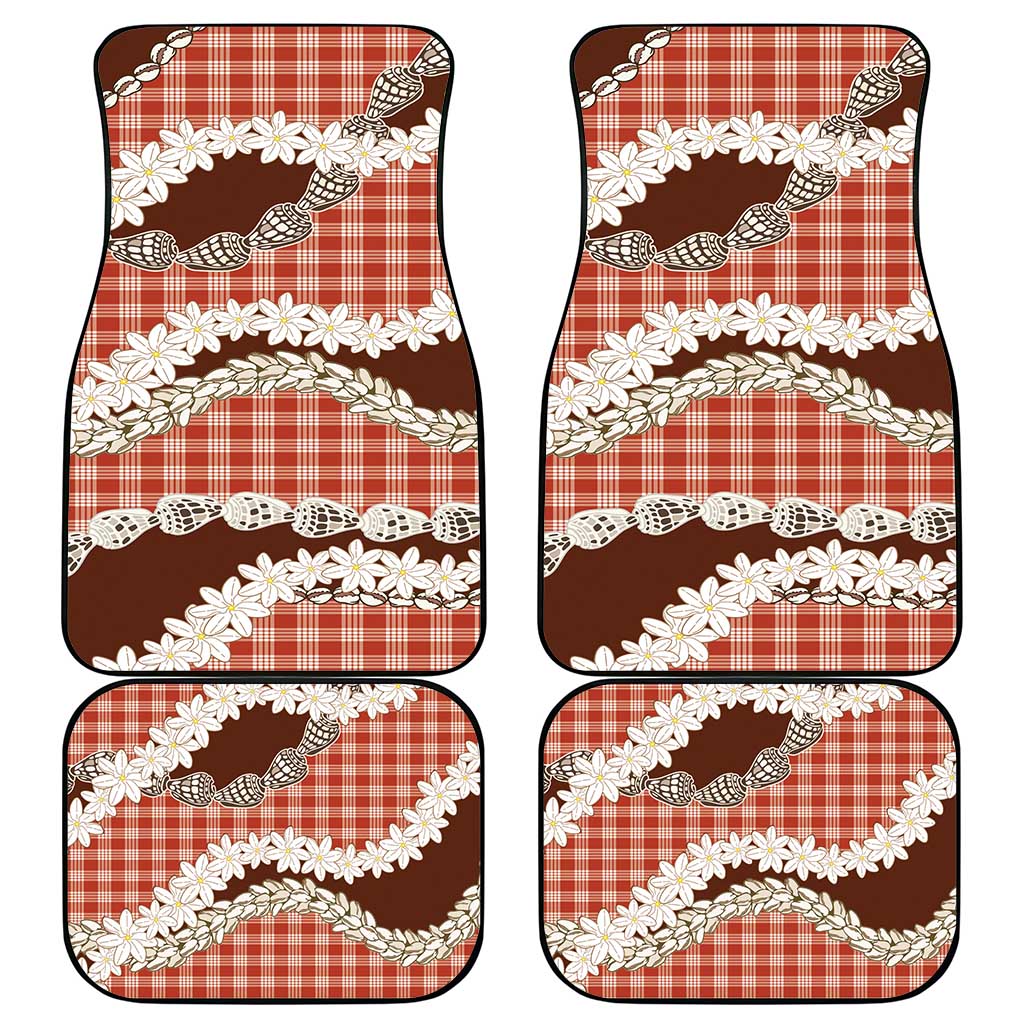 Red Hawaii Tiare and Shell Lei Car Mats Hawaiian Palaka Luxury Vibes LT14 - Polynesian Pride