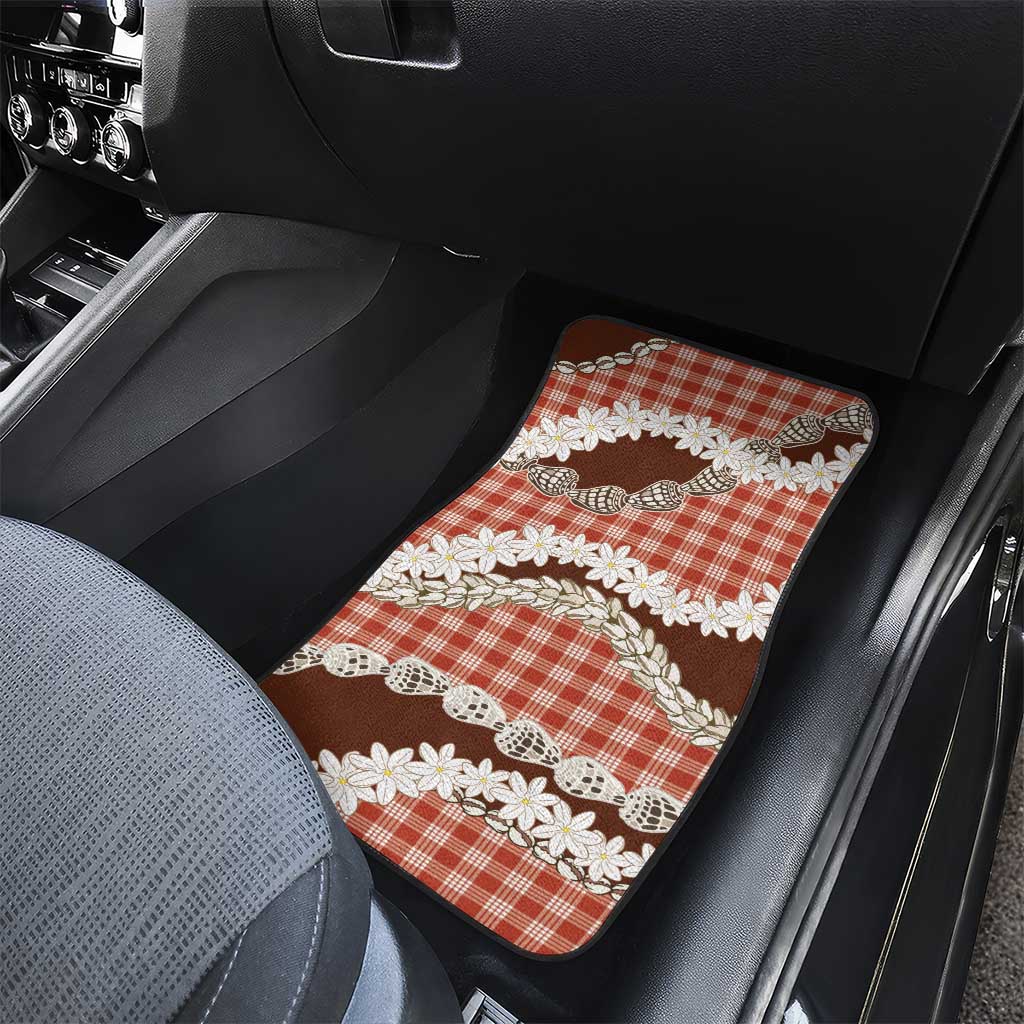 Red Hawaii Tiare and Shell Lei Car Mats Hawaiian Palaka Luxury Vibes LT14 - Polynesian Pride