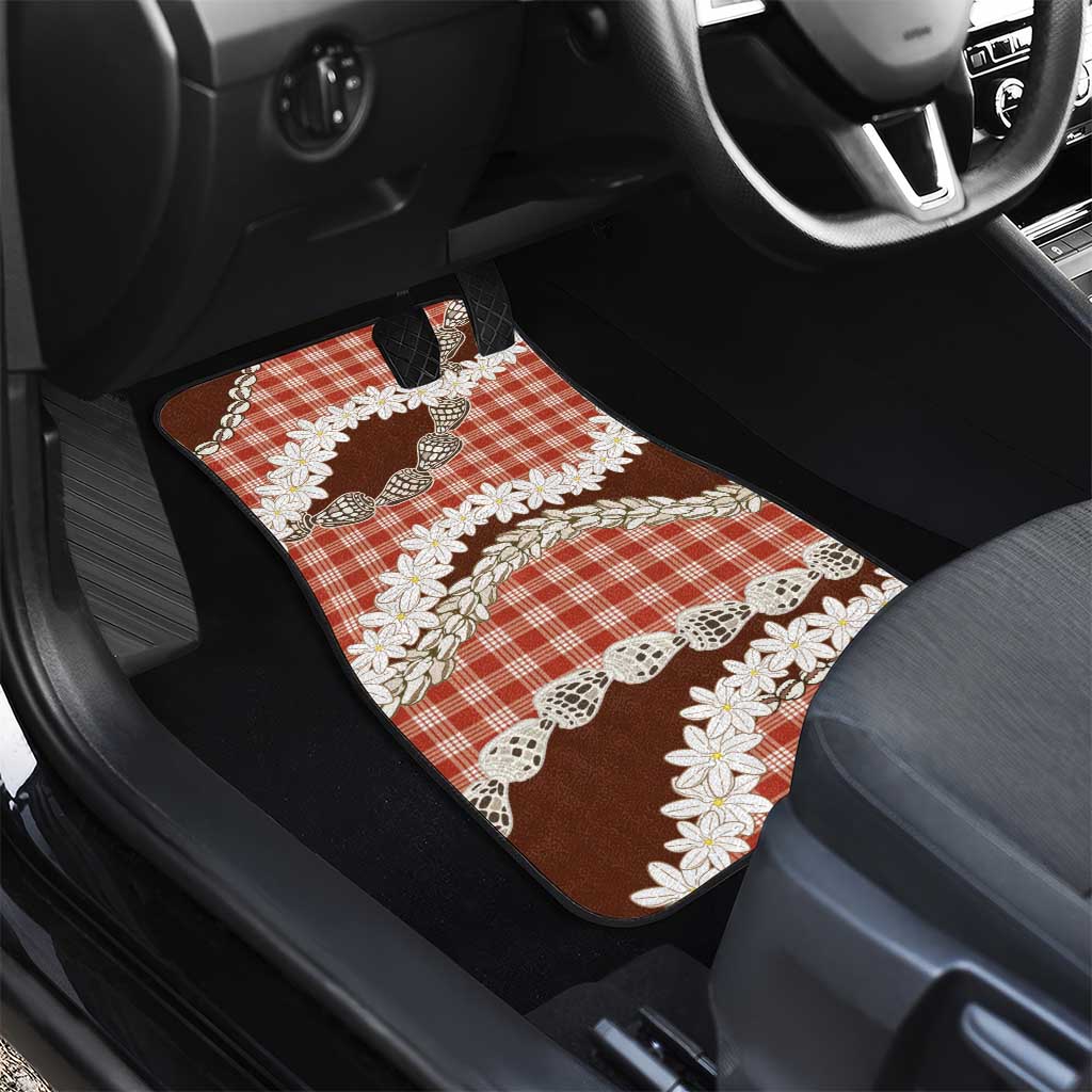 Red Hawaii Tiare and Shell Lei Car Mats Hawaiian Palaka Luxury Vibes LT14 - Polynesian Pride