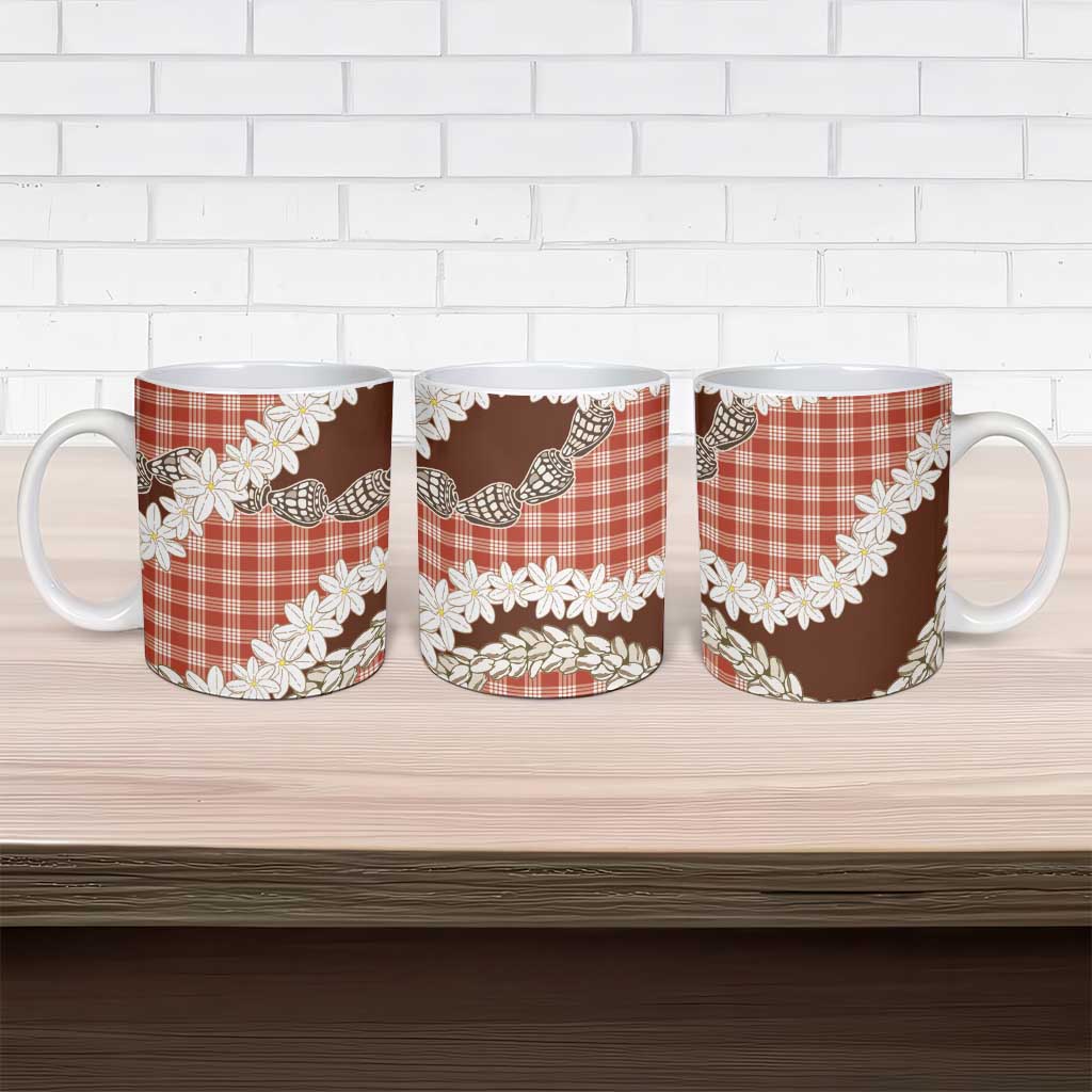 Red Hawaii Tiare and Shell Lei Ceramic Mug Hawaiian Palaka Luxury Vibes - Polynesian Pride