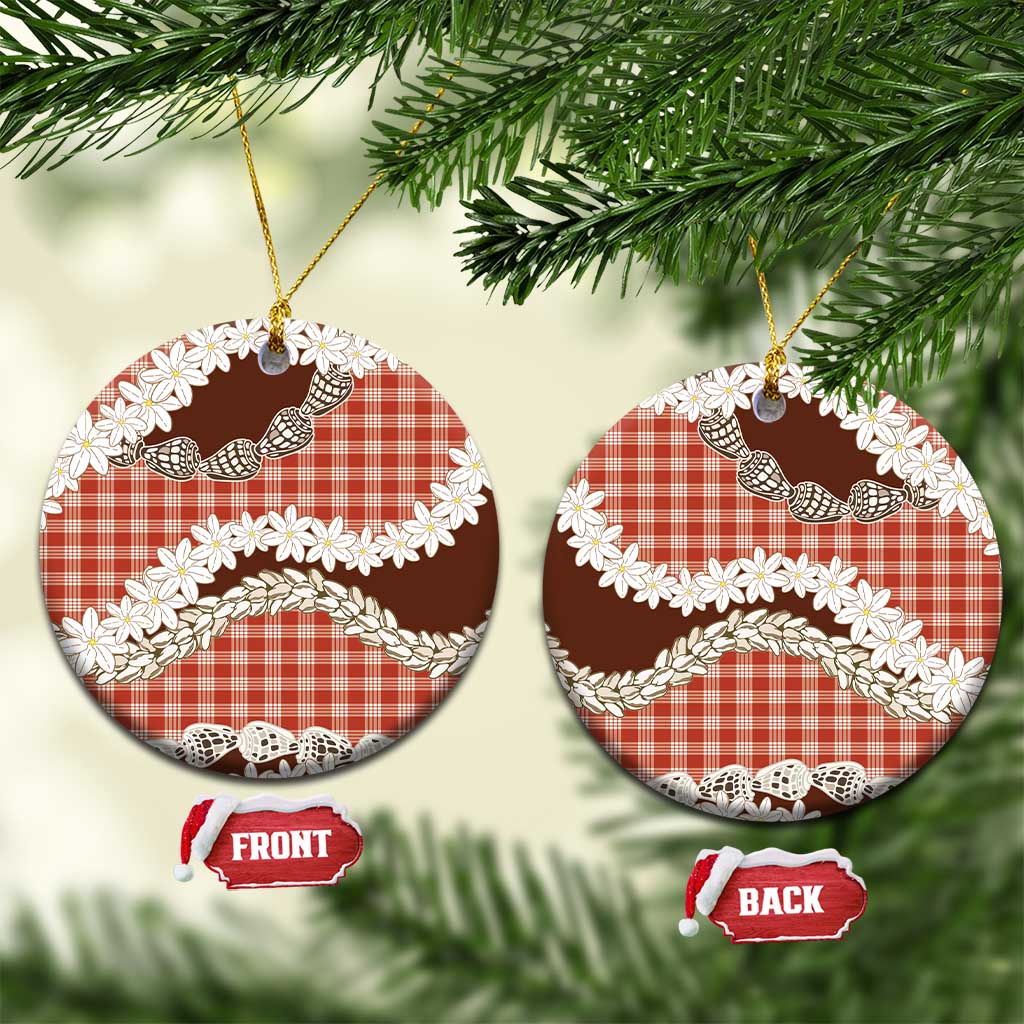 Red Hawaii Tiare and Shell Lei Ceramic Ornament Hawaiian Palaka Luxury Vibes - Polynesian Pride