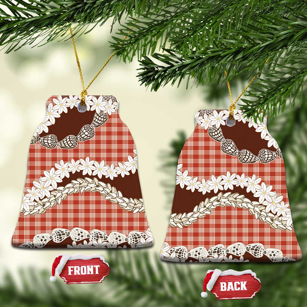 Red Hawaii Tiare and Shell Lei Ceramic Ornament Hawaiian Palaka Luxury Vibes - Polynesian Pride