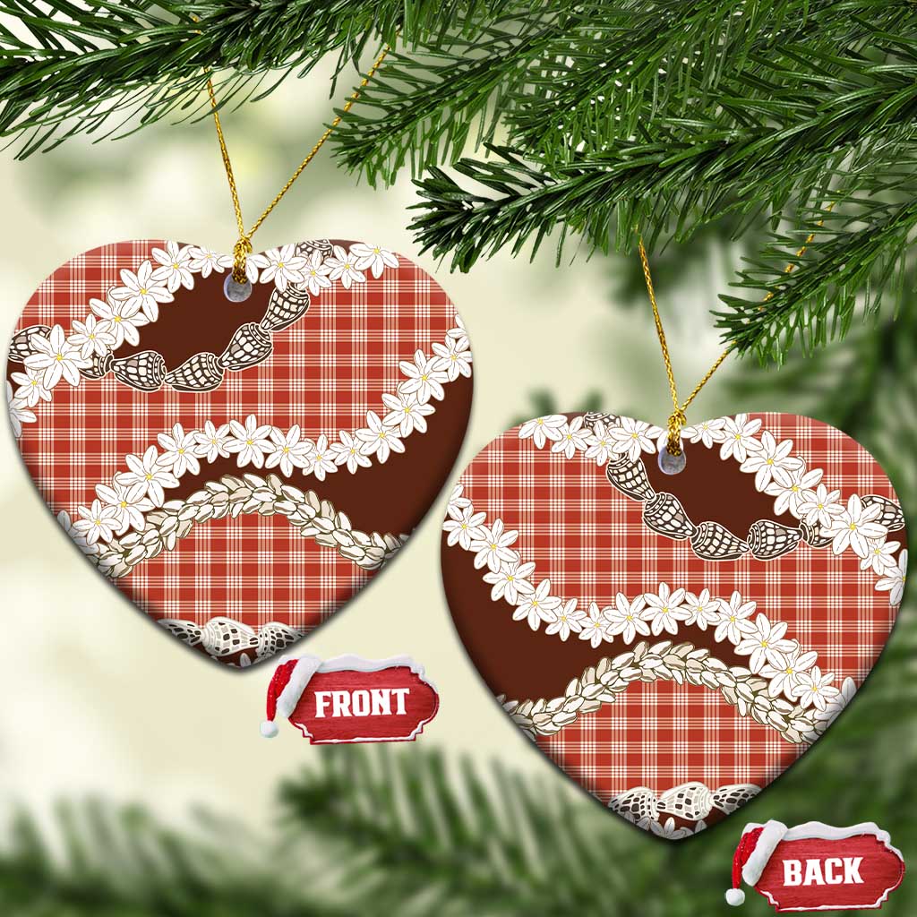 Red Hawaii Tiare and Shell Lei Ceramic Ornament Hawaiian Palaka Luxury Vibes - Polynesian Pride