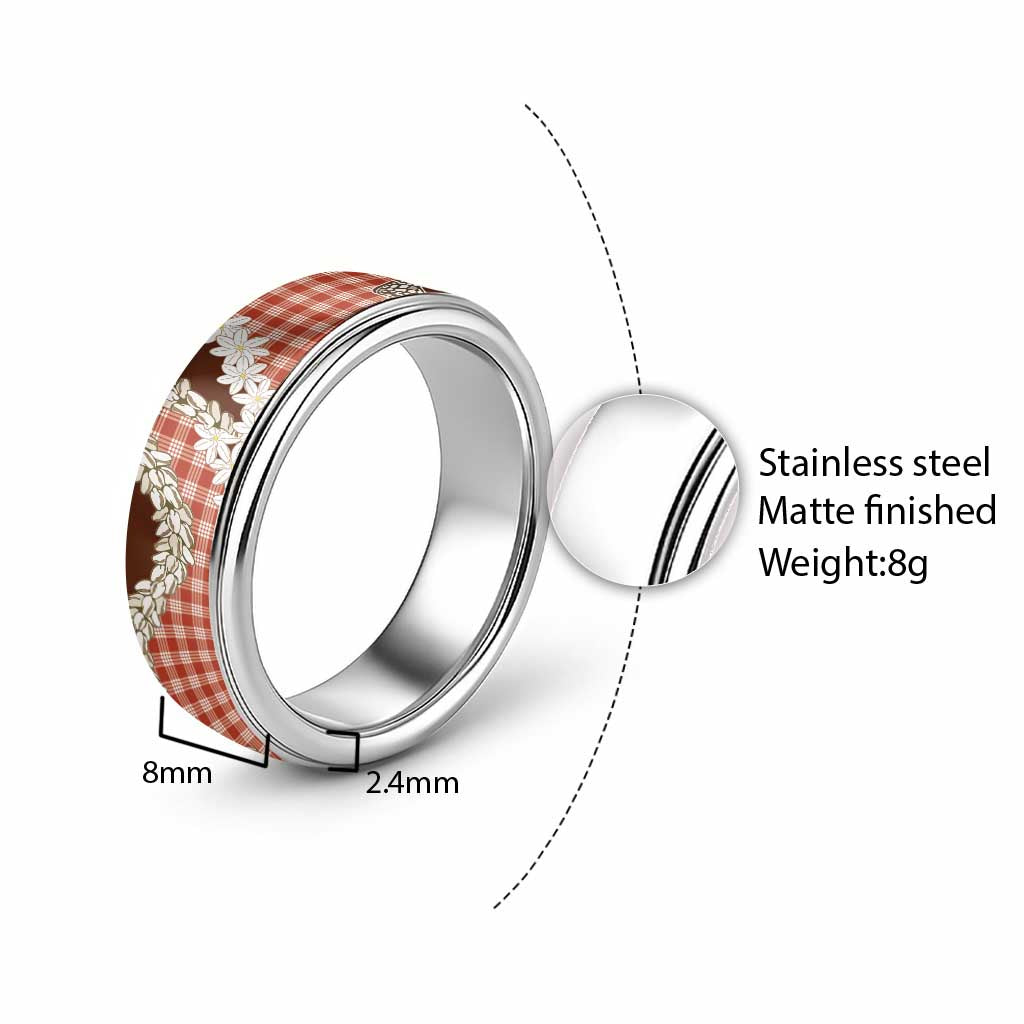 Red Hawaii Tiare and Shell Lei Classic Ring Hawaiian Palaka Luxury Vibes - Polynesian Pride