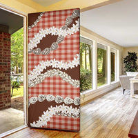 Red Hawaii Tiare and Shell Lei Door Cover Hawaiian Palaka Luxury Vibes - Polynesian Pride