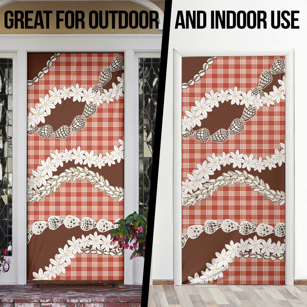 Red Hawaii Tiare and Shell Lei Door Cover Hawaiian Palaka Luxury Vibes - Polynesian Pride