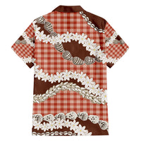 Red Hawaii Tiare and Shell Lei Family Matching Long Sleeve Bodycon Dress and Hawaiian Shirt Hawaiian Palaka Luxury Vibes - Polynesian Pride