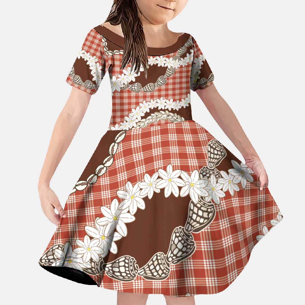 Red Hawaii Tiare and Shell Lei Family Matching Mermaid Dress and Hawaiian Shirt Hawaiian Palaka Luxury Vibes - Polynesian Pride