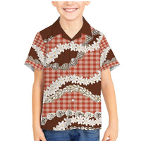 Red Hawaii Tiare and Shell Lei Family Matching Mermaid Dress and Hawaiian Shirt Hawaiian Palaka Luxury Vibes - Polynesian Pride