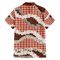 Red Hawaii Tiare and Shell Lei Family Matching Off The Shoulder Long Sleeve Dress and Hawaiian Shirt Hawaiian Palaka Luxury Vibes - Polynesian Pride