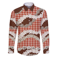 Red Hawaii Tiare and Shell Lei Family Matching Off The Shoulder Long Sleeve Dress and Hawaiian Shirt Hawaiian Palaka Luxury Vibes - Polynesian Pride