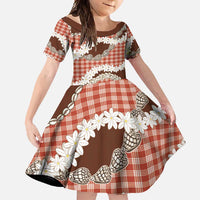 Red Hawaii Tiare and Shell Lei Family Matching Off Shoulder Maxi Dress and Hawaiian Shirt Hawaiian Palaka Luxury Vibes - Polynesian Pride