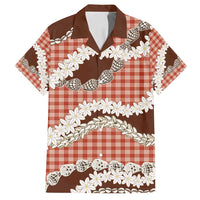 Red Hawaii Tiare and Shell Lei Family Matching Off Shoulder Short Dress and Hawaiian Shirt Hawaiian Palaka Luxury Vibes - Polynesian Pride