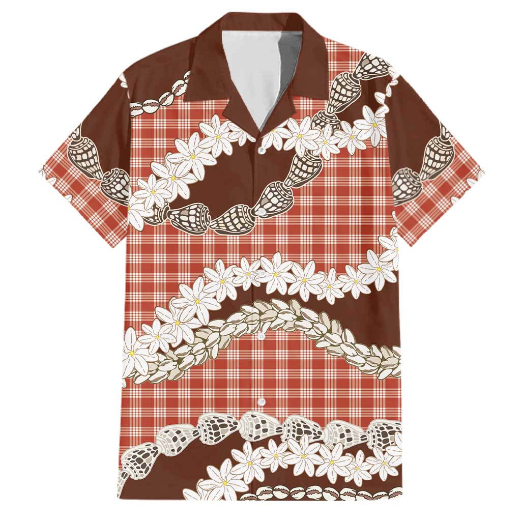 Red Hawaii Tiare and Shell Lei Family Matching Puletasi and Hawaiian Shirt Hawaiian Palaka Luxury Vibes LT14 Dad's Shirt - Short Sleeve Red - Polynesian Pride