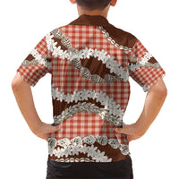 Red Hawaii Tiare and Shell Lei Family Matching Short Sleeve Bodycon Dress and Hawaiian Shirt Hawaiian Palaka Luxury Vibes - Polynesian Pride