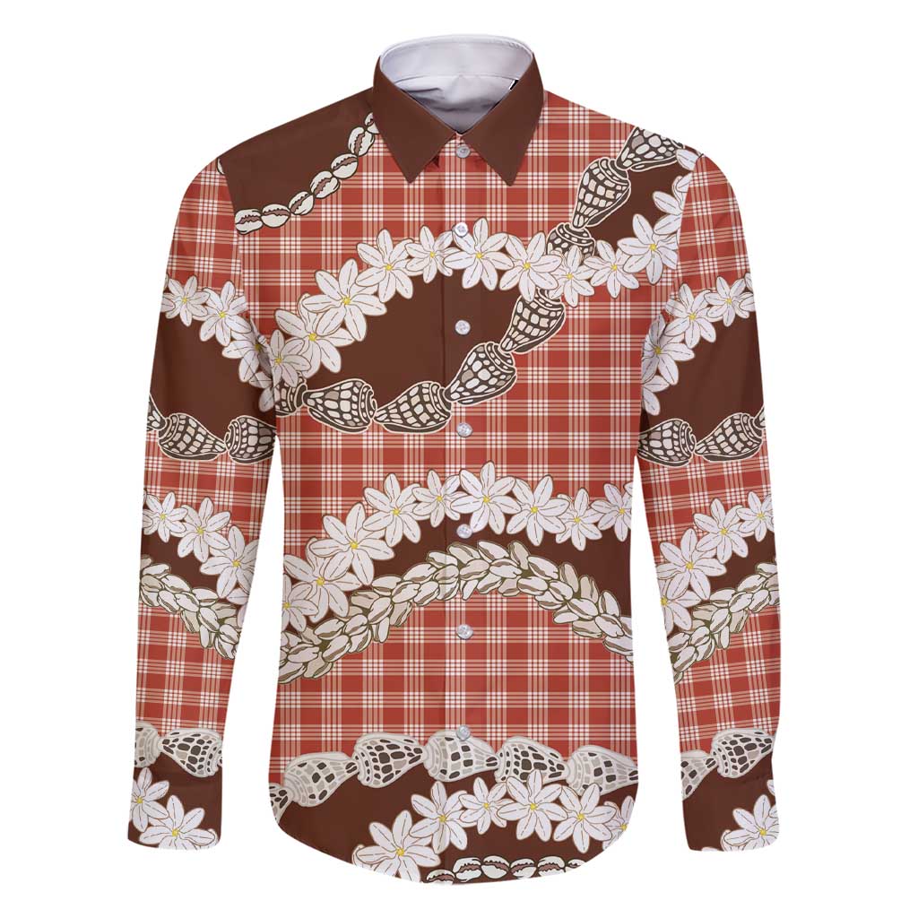 Red Hawaii Tiare and Shell Lei Family Matching Short Sleeve Bodycon Dress and Hawaiian Shirt Hawaiian Palaka Luxury Vibes - Polynesian Pride