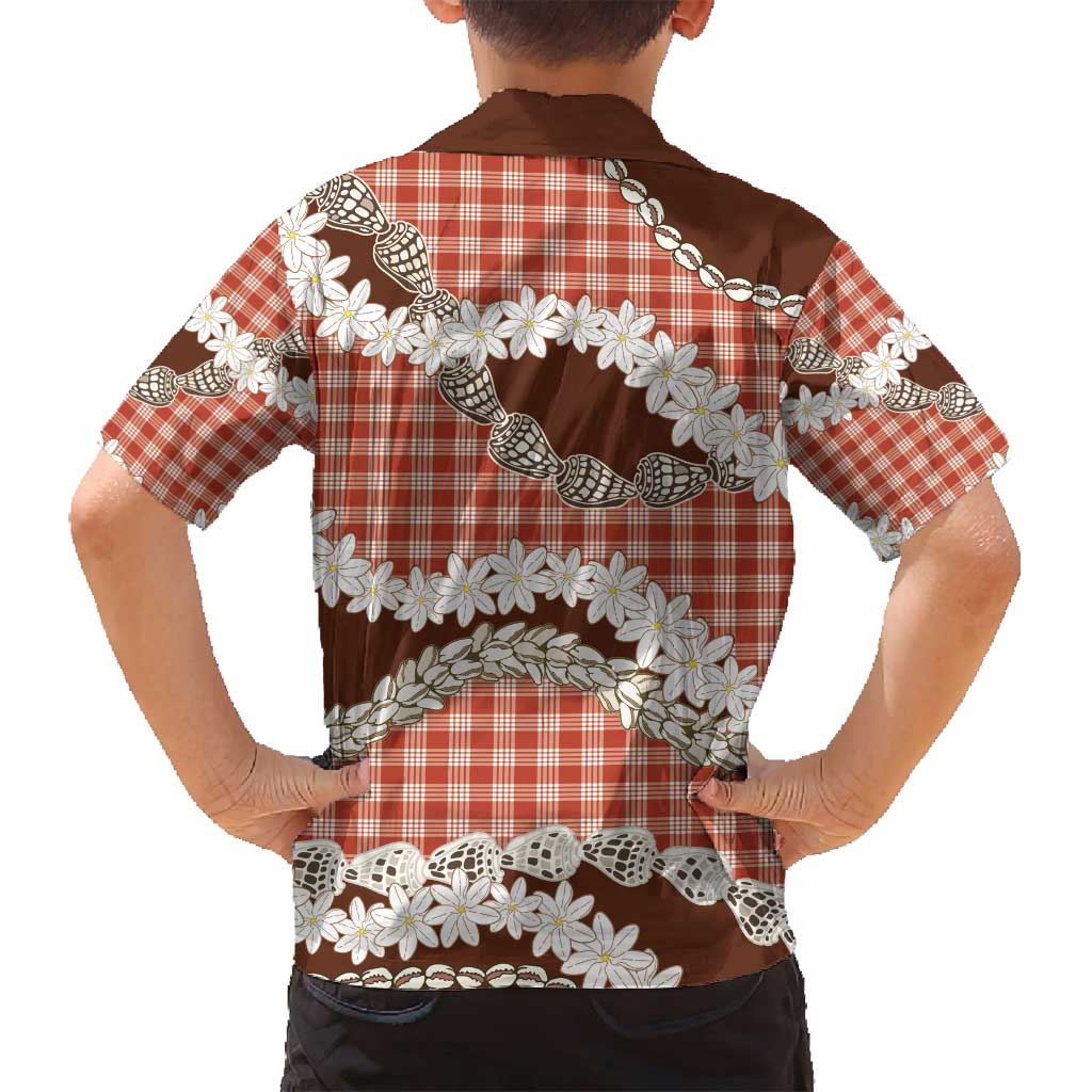 Red Hawaii Tiare and Shell Lei Family Matching Summer Maxi Dress and Hawaiian Shirt Hawaiian Palaka Luxury Vibes - Polynesian Pride