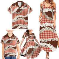 Red Hawaii Tiare and Shell Lei Family Matching Summer Maxi Dress and Hawaiian Shirt Hawaiian Palaka Luxury Vibes - Polynesian Pride