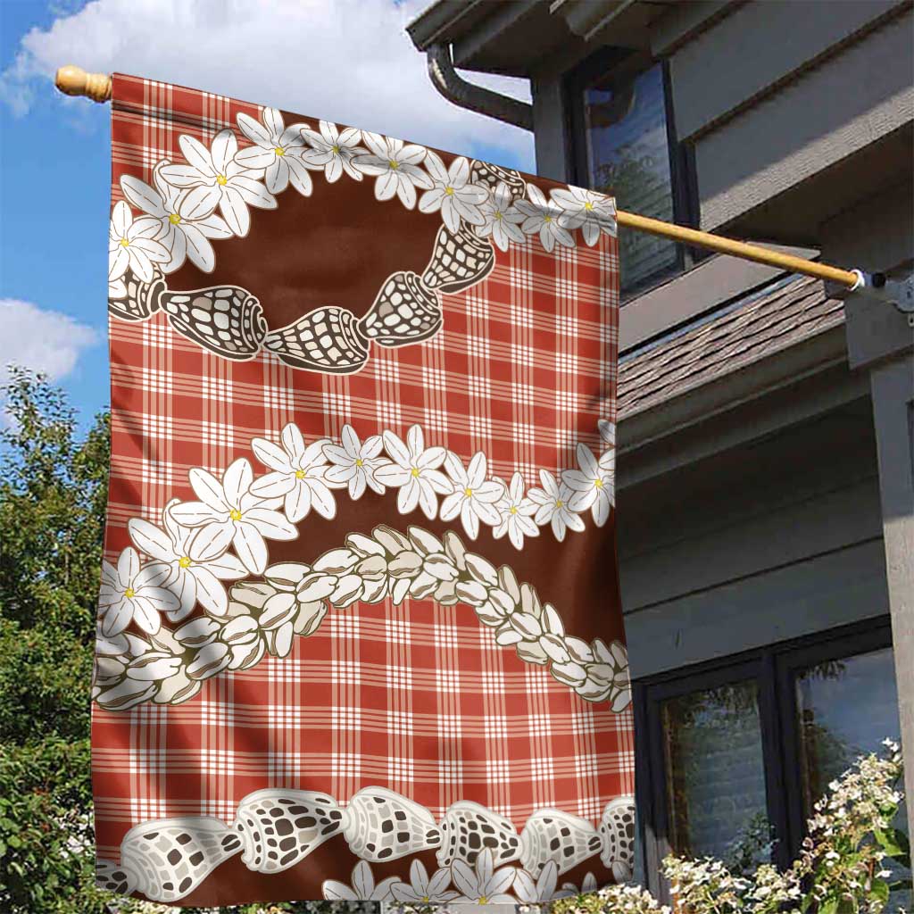 Red Hawaii Tiare and Shell Lei Garden Flag Hawaiian Palaka Luxury Vibes LT14 - Polynesian Pride