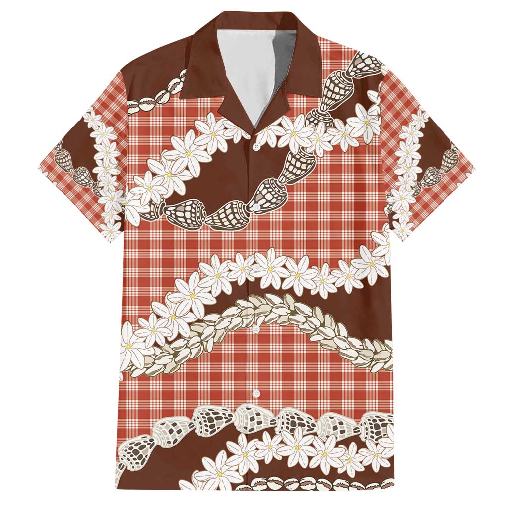 Red Hawaii Tiare and Shell Lei Hawaiian Shirt Hawaiian Palaka Luxury Vibes - Polynesian Pride