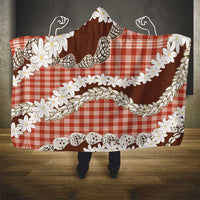 Red Hawaii Tiare and Shell Lei Hooded Blanket Hawaiian Palaka Luxury Vibes LT14 - Polynesian Pride