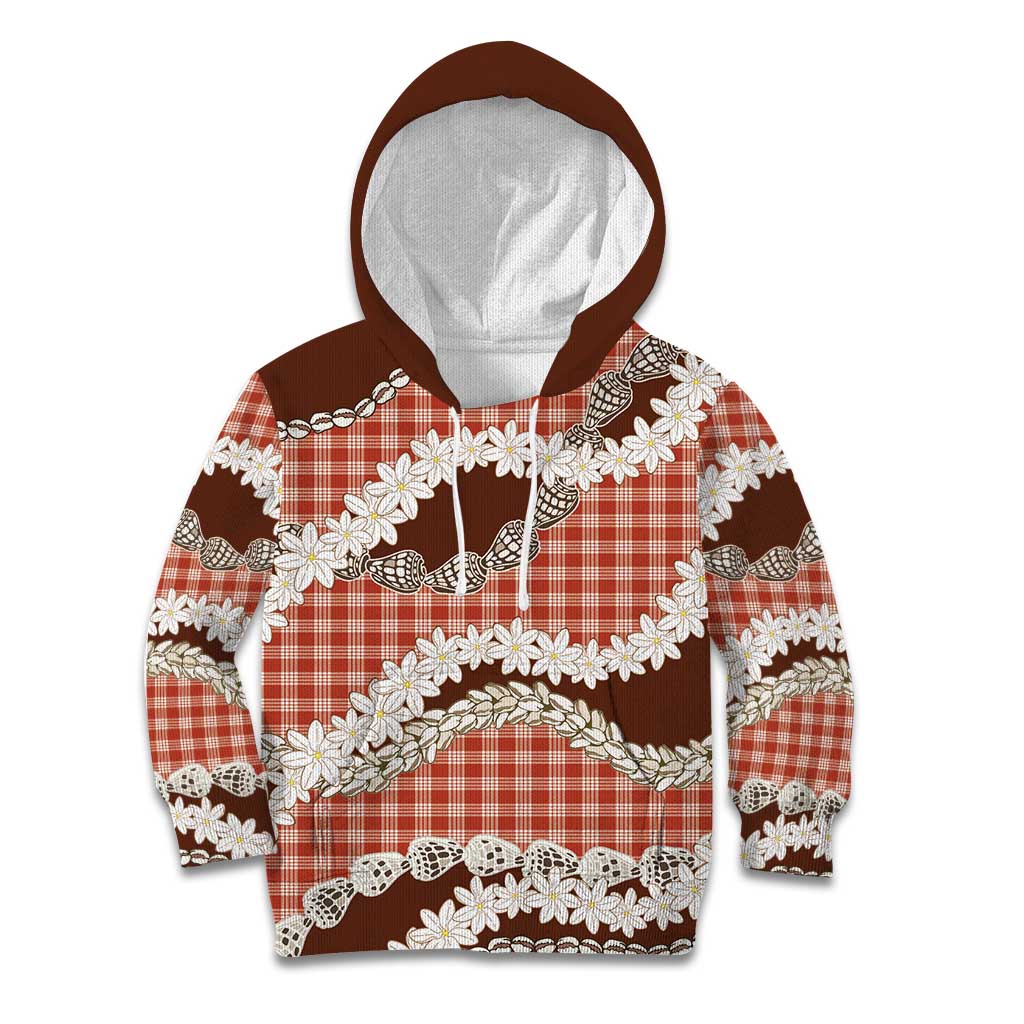 Red Hawaii Tiare and Shell Lei Kid Hoodie Hawaiian Palaka Luxury Vibes LT14 Hoodie Red - Polynesian Pride