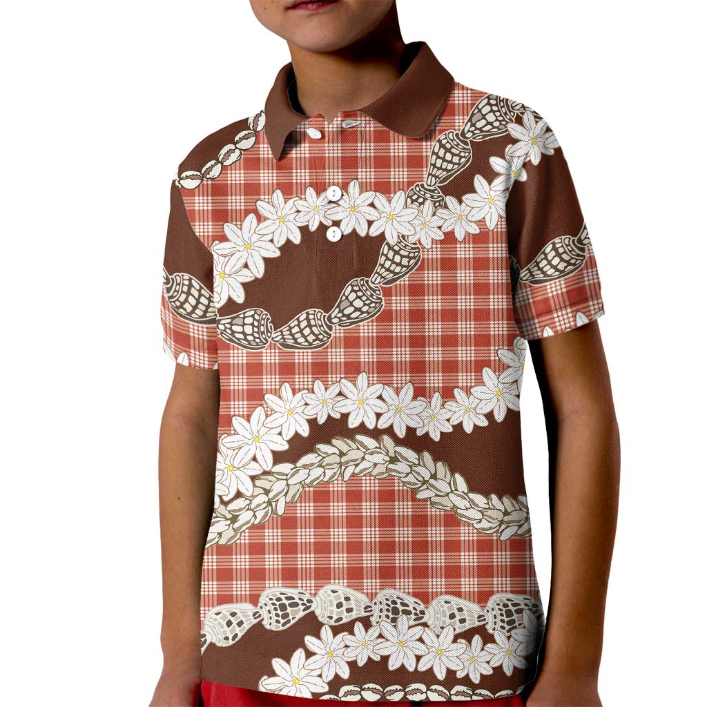 Red Hawaii Tiare and Shell Lei Kid Polo Shirt Hawaiian Palaka Luxury Vibes LT14 Kid Red - Polynesian Pride