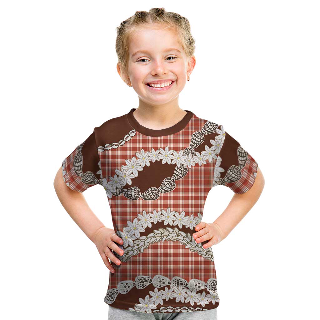 Red Hawaii Tiare and Shell Lei Kid T Shirt Hawaiian Palaka Luxury Vibes LT14 Red - Polynesian Pride