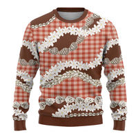 Red Hawaii Tiare and Shell Lei Ugly Christmas Sweater Hawaiian Palaka Luxury Vibes - Polynesian Pride
