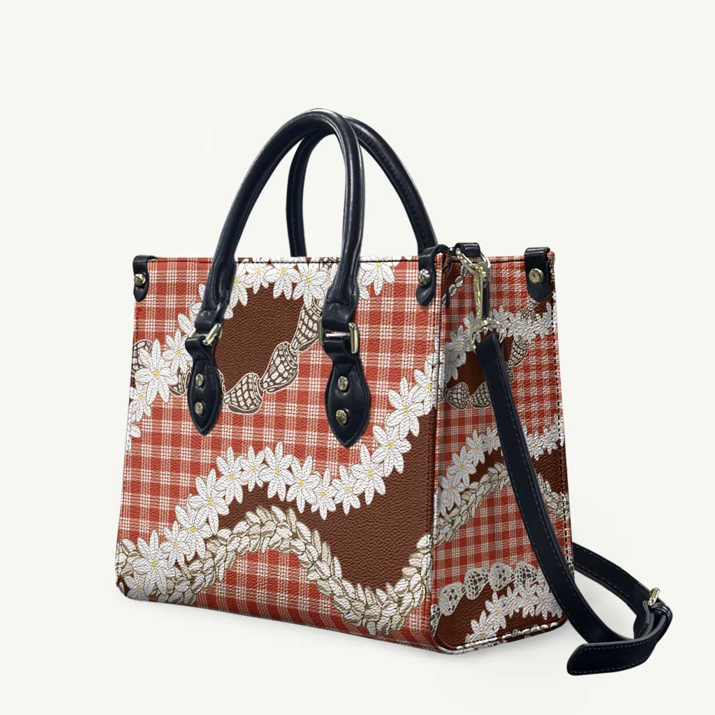 Red Hawaii Tiare and Shell Lei Leather Bag Hawaiian Palaka Luxury Vibes - Polynesian Pride