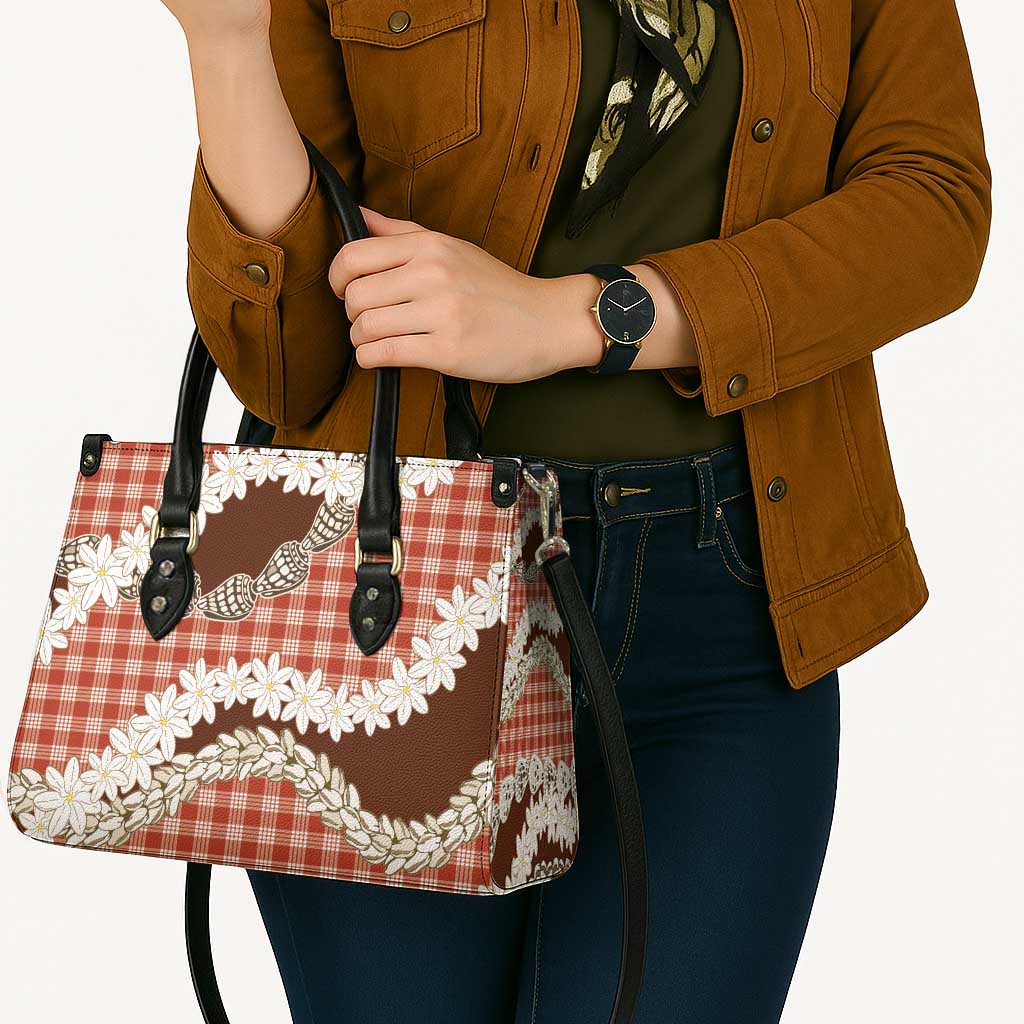 Red Hawaii Tiare and Shell Lei Leather Bag Hawaiian Palaka Luxury Vibes - Polynesian Pride