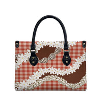 Red Hawaii Tiare and Shell Lei Leather Bag Hawaiian Palaka Luxury Vibes - Polynesian Pride