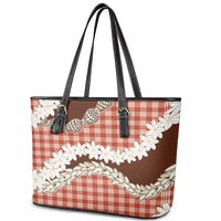 Red Hawaii Tiare and Shell Lei Leather Tote Bag Hawaiian Palaka Luxury Vibes - Polynesian Pride