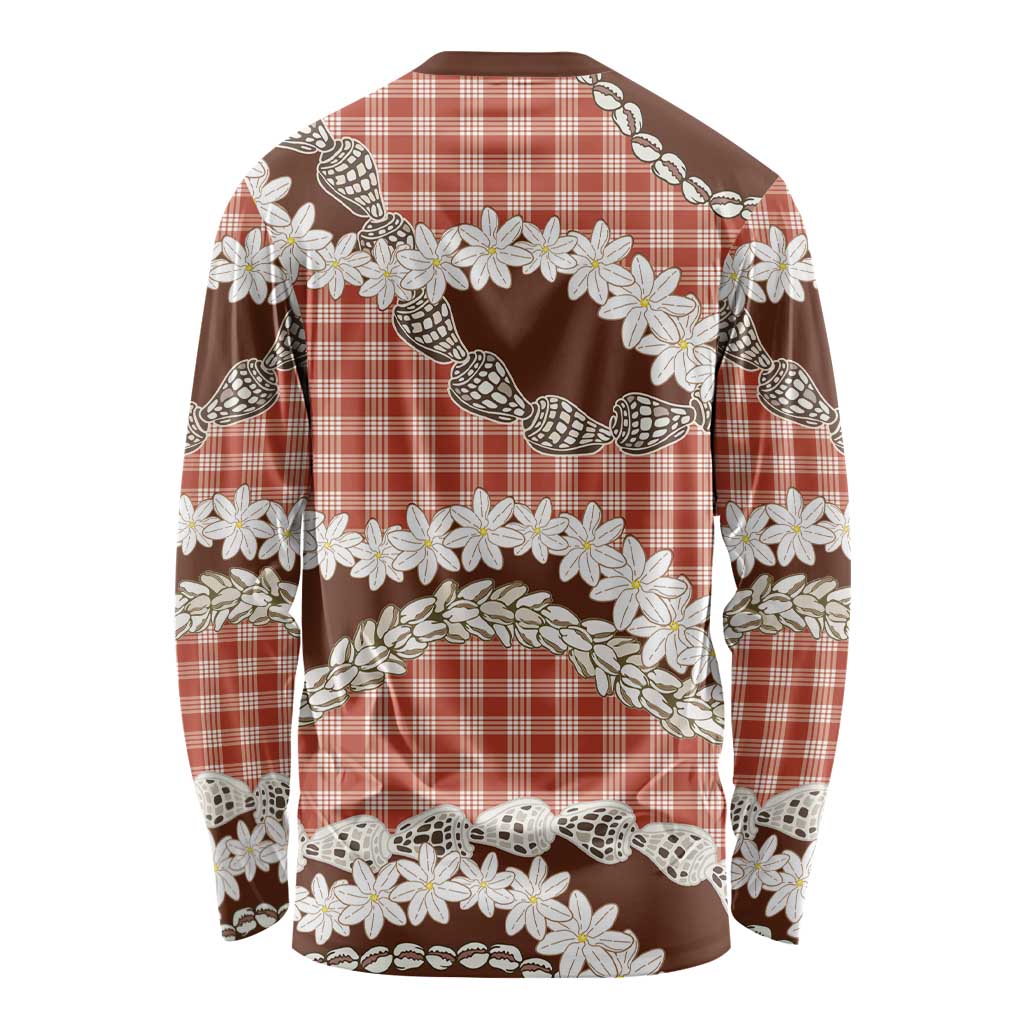 Red Hawaii Tiare and Shell Lei Long Sleeve Shirt Hawaiian Palaka Luxury Vibes - Polynesian Pride