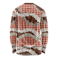 Red Hawaii Tiare and Shell Lei Long Sleeve Shirt Hawaiian Palaka Luxury Vibes - Polynesian Pride