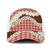 Red Hawaii Tiare and Shell Lei Mesh Trucker Cap Hawaiian Palaka Luxury Vibes - Polynesian Pride