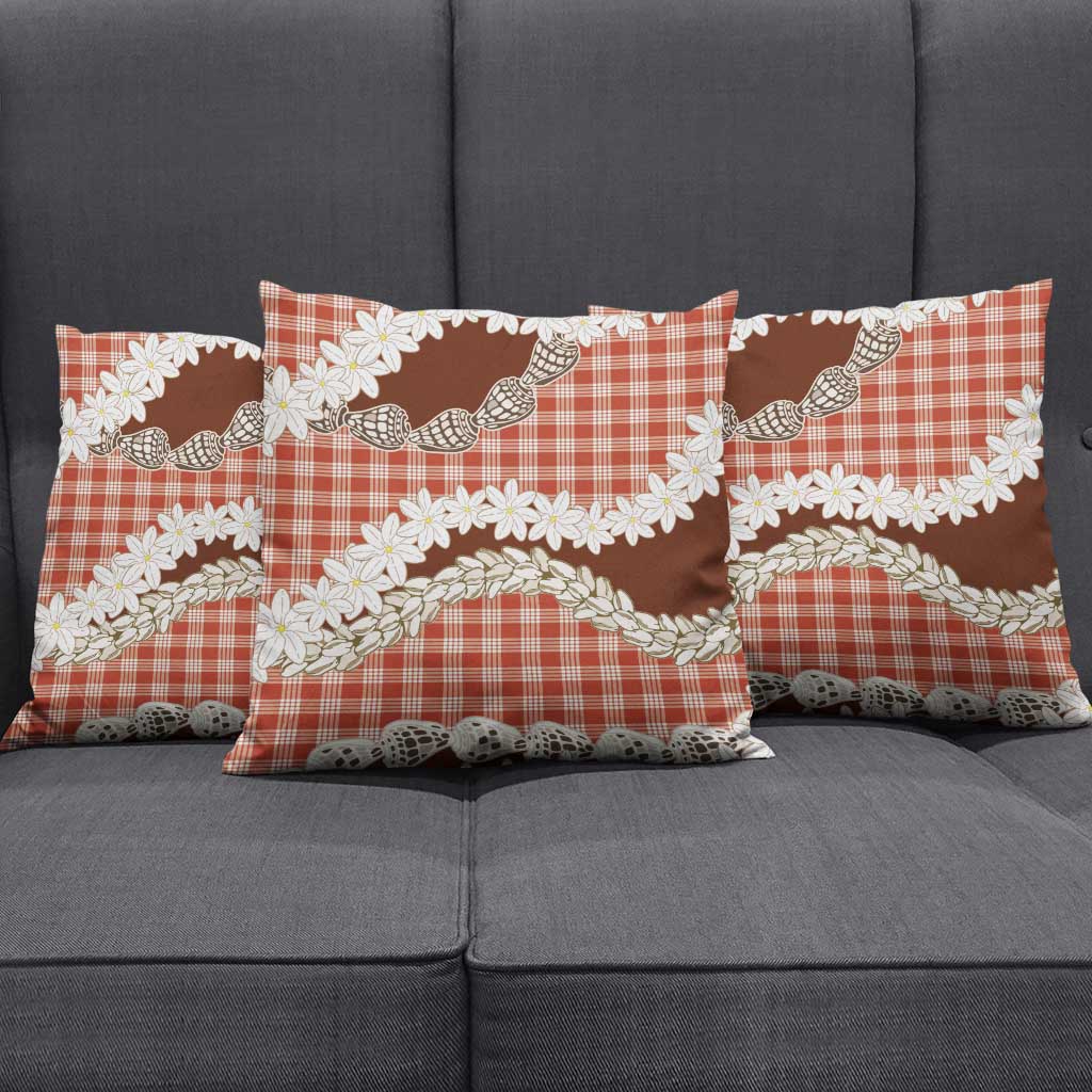 Red Hawaii Tiare and Shell Lei Pillow Cover Hawaiian Palaka Luxury Vibes - Polynesian Pride