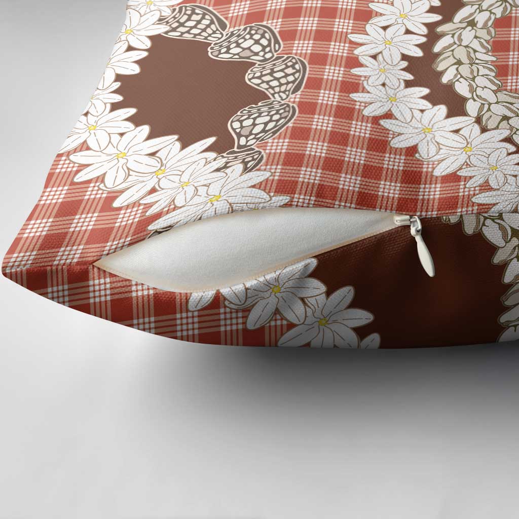 Red Hawaii Tiare and Shell Lei Pillow Cover Hawaiian Palaka Luxury Vibes - Polynesian Pride